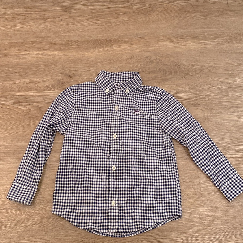 Vineyard Vines-Navy and White Gingham Button Down-Size 3T